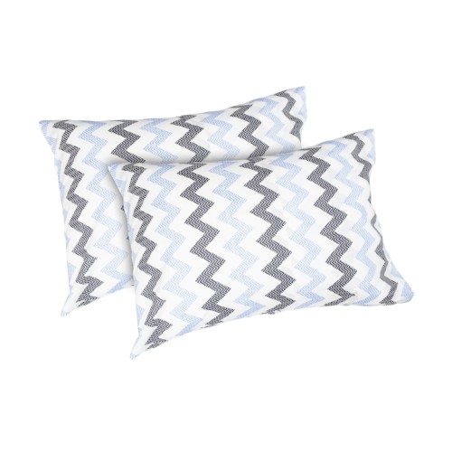 Set 2 fete de perna Bosfor Decor, model zigzag, poliester, albastru, dimensiune 50 x 70 cm